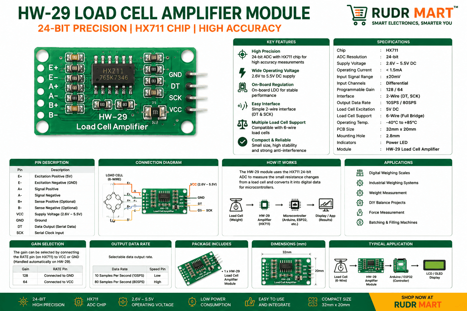 HW-29 Load Cell Amplifier Module - Image 8
