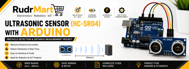 Ultrasonic Sensor HC-SR04 with Arduino for obstacle detection and distance measurement project