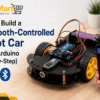 Bluetooth-controlled robot car built using Arduino Uno, HC-05 Bluetooth module, motor driver, and DC motors.