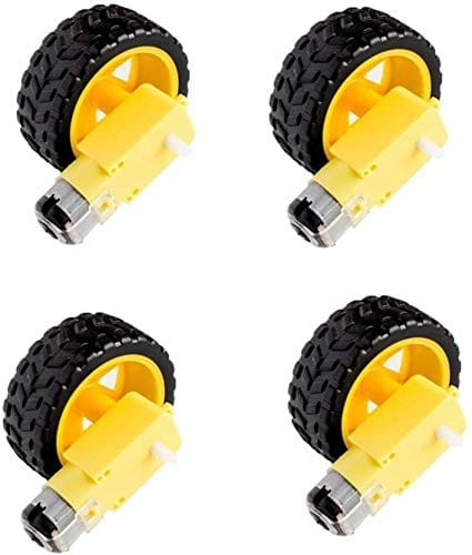 DC Gear Motor with Wheel for Robot Smart Car, Pack of 4