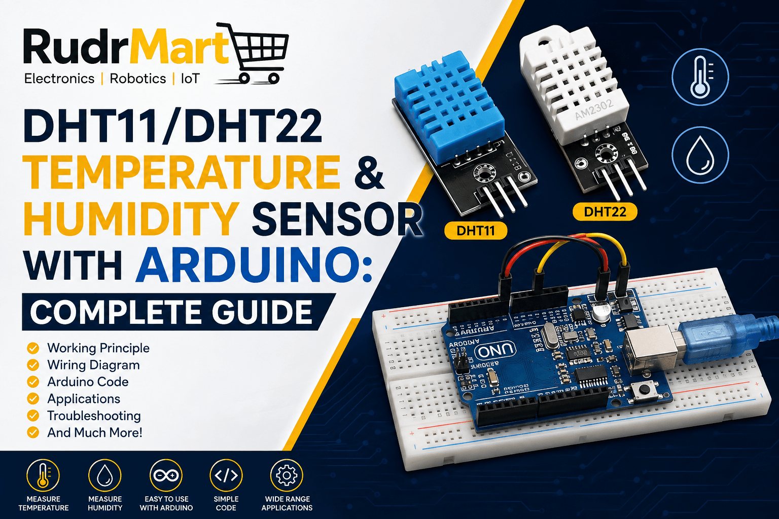 DHT11/DHT22 Temperature & Humidity Sensor with Arduino: Complete Guide (2026)