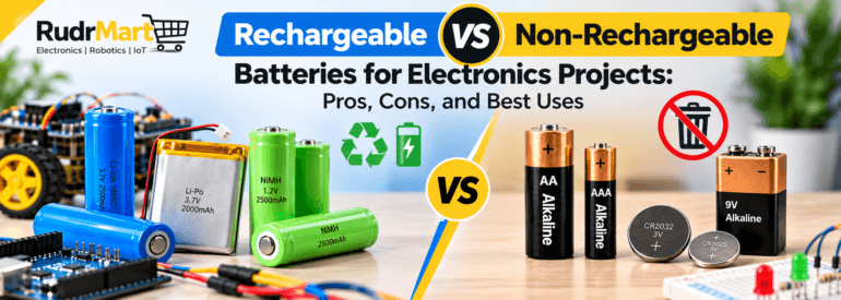 Rechargeable and non-rechargeable battery comparison for Arduino, IoT and robotics projects