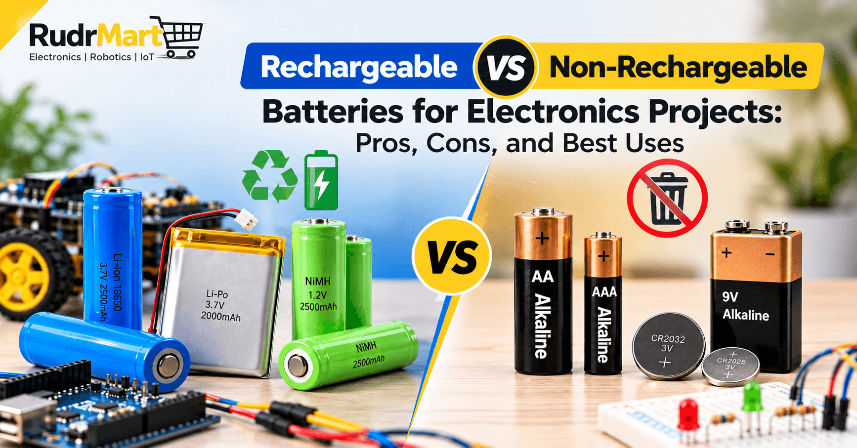Rechargeable vs Non-Rechargeable Batteries for Electronics Projects: Pros, Cons, and Best Uses